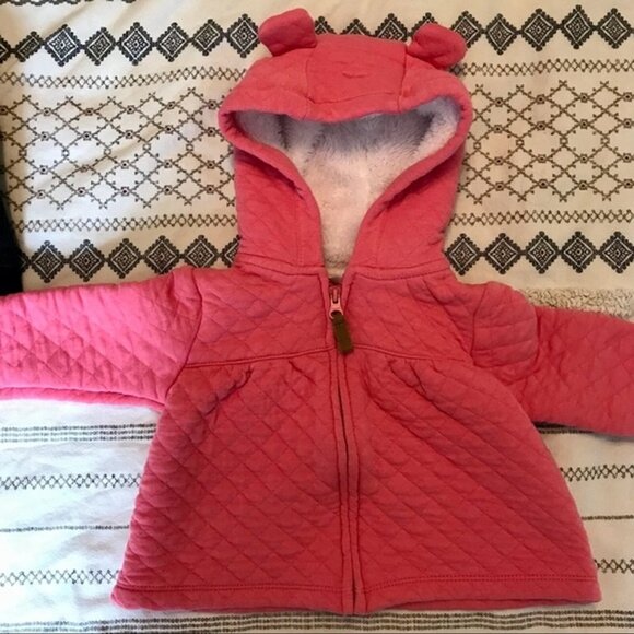Baby Toddler Girl Sweater Hoodie Zip-Up Bundle of 3. 6-12 Months. Bear Ear Hoods - Picture 3 of 6